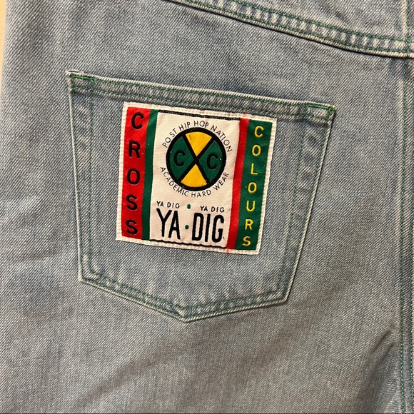 Cross Colours Cuffed Denim Short Ya Dig Hip Hop in Vintage Indigo NWOT (32) - Picture 7 of 9